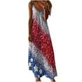 thumbnail image 1 of PuLe Summer Women Fashion Sling Mid-waist V-neck Sleeveless Stripe Printing Slim Beach Long Dress, 1 of 5