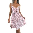 thumbnail image 1 of PuLe Summer Women's Summer Suspenders V-neck Floral Bow Dress, 1 of 8