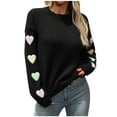 thumbnail image 1 of PuLe Sweaters for Women Women Heart Print Sweater Romantic Oversized Knitted Shirt Valentine's Day Love Graphic Long Sleeve Pullover Top, 1 of 2