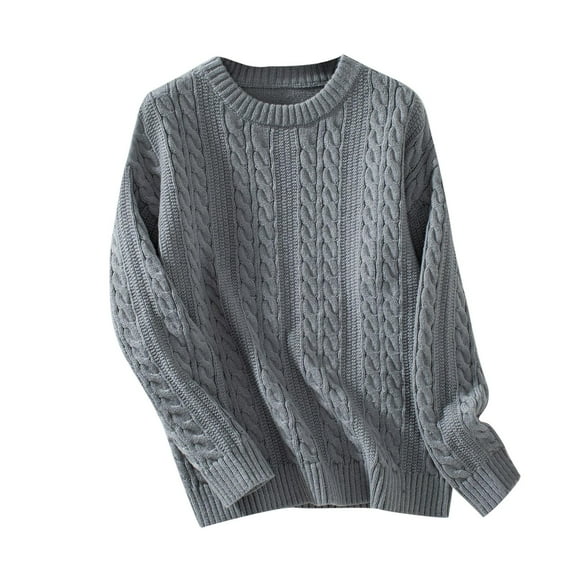 PuLe Sweaters for Women Women's American Flag Graphic Long Sleeve Sweater Knit Round Neck Pullover Top