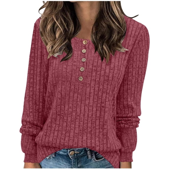 PuLe Sweaters for Women Womens Lightweight Sweaters Long Sleeve Henley Shirt Fall Casual Crewneck Tunic Tops