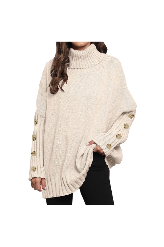 PuLe Sweaters for Women Womens Pullover Sweaters Batwing Long Sleeve Crewneck Casual Loose Knit Jumper Tops with Buttons