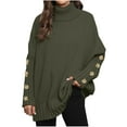 thumbnail image 1 of PuLe Sweaters for Women Womens Pullover Sweaters Batwing Long Sleeve Crewneck Casual Loose Knit Jumper Tops with Buttons, 1 of 5