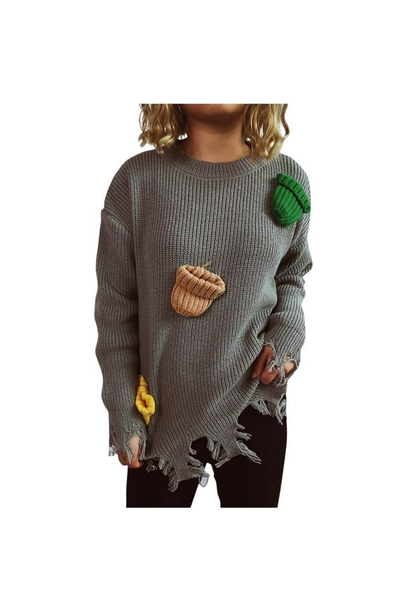 PuLe Sweaters for Women for Women Knitted Casual Funny Long Sleeve Loose Graphic Printed Pullover Top