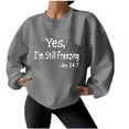 thumbnail image 1 of PuLe Sweatshirts Yes,I'm Still Freezing Knitted Waffle Hoodie with Pockets Oversized Pullover Hooded Sweatshirt Womens Long Sleeve, 1 of 4