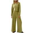 thumbnail image 1 of PuLe Two Piece Outfits Women’s Two Piece Crop Top & Wide Leg Pants Lounge Sweater Sets 2024 Fall Knit Sweatsuits Cozy Trendy Outfits, 1 of 7
