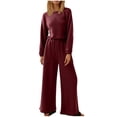 thumbnail image 1 of PuLe Two Piece Outfits Women’s Two Piece Crop Top & Wide Leg Pants Lounge Sweater Sets 2024 Fall Knit Sweatsuits Cozy Trendy Outfits, 1 of 7