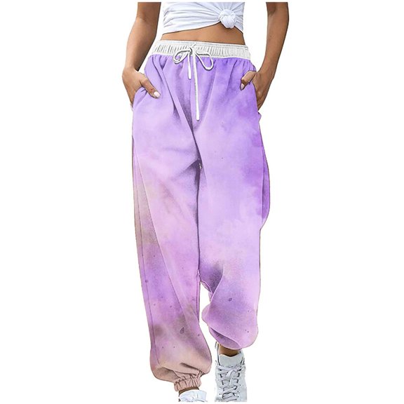 PuLe Women Colorblock Sweatpants Drawstring Joggers Basic Elastic Waist Casual Athletic Pants with Pockets