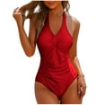 thumbnail image 1 of PuLe Women's One Piece Swimsuit Plunge Neckline Cutout Criss Cross Bathing Suit ﻿ ﻿, 1 of 9