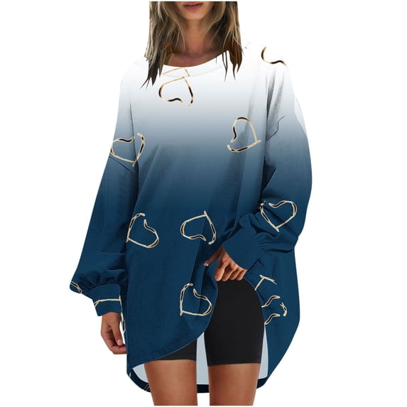 PuLe Women's Top Fall Women's Oversized Sweatshirts Trendy Crewneck Long Sleeve Loose Tunics Ladies Flowy Hem Y2K Workout Tops 
