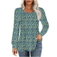 thumbnail image 1 of PuLe Women's Top Long Sleeve Shirts for Women Fall Tops Dressy Casual Blouses Pleated Scooped Neck Tunic Tops for Leggings ﻿, 1 of 5