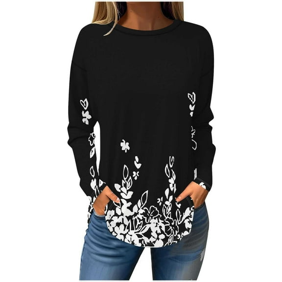 PuLe Women's Top Womens Fall Plus Size Shirts Long Sleeve Striped Casual T Shirts Loose Fit Crewneck Trendy 2024 Blouses Clothes