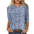 thumbnail image 1 of PuLe Women's Top Womens Tops 3/4 Sleeve Crewneck Cute Shirts Casual Print Trendy Tops Three Guarter Length T Shirt Summer Pullover, 1 of 5