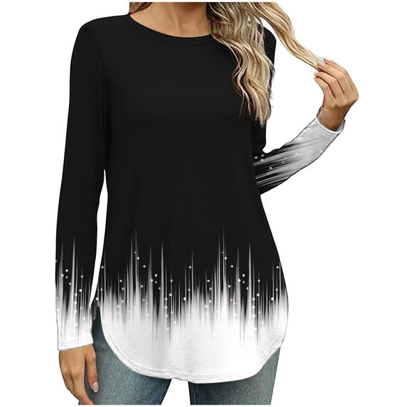 PuLe Women's Top Womens Tunic Tops Shirts Dressy Casual Fall Long Sleeve Pullover Cute Floral Print Lose Fit Blouses Crew Neck T-Shirt