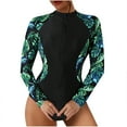 thumbnail image 1 of PuLe Womens One Piece Long Sleeve Swimsuit Rash Guard Bathing Suit Boyleg Bottom UPF 50+ Surfing Swimwear ﻿, 1 of 4