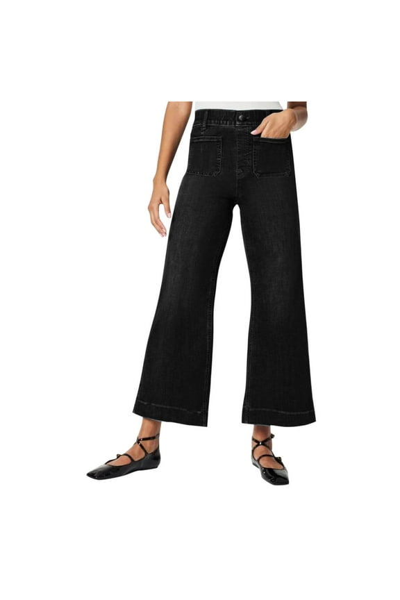 PuLe pants for women Wide Leg Jeans for Women Trendy High Waisted Flare Jeans Cropped Denim Pants Stretchy Baggy with Patch Pockets