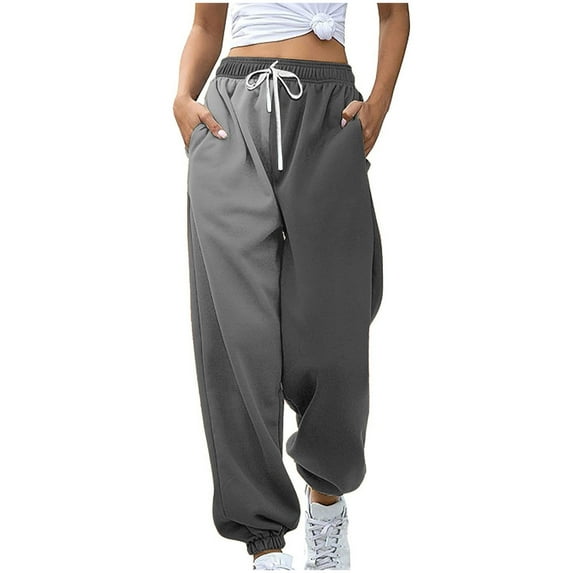 PuLe pants for women Women Printed Baggy Sweatpants Pockets High Waist Joggers Pants Contrast Color Sporty Athletic Lounge Trousers
