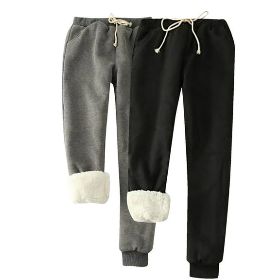PuLe pants for women Women's Winter Warm Fleece Joggers Pants Sherpa Lined Athletic Active Sweatpants 2PC Women Casual Solid Color Sanitary Loose Home