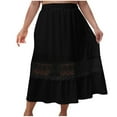 thumbnail image 1 of PuLe Skirts for Women Women's Fashion Solid Color Elastic Waist Hollow Out Loose Dresses, 1 of 5