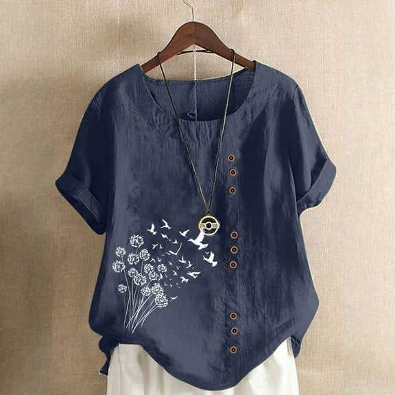 Pohista Boho Tops for Women Summer Workout Shirts Women Loose Fit Lightweight Tops & Blouses Womens Womens Short Sleeve Blouses Dressy Casual