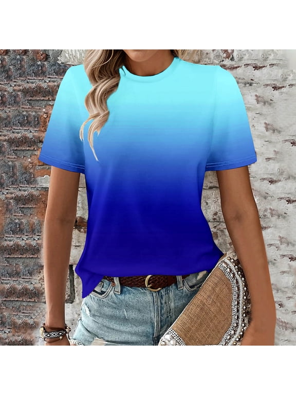 Casual Tops for Women Summer Hawaiian Shirts for Women Blue Womens Summer Blouses with Sleeves Short Sleeve Shirts for Women Summer order again my orders