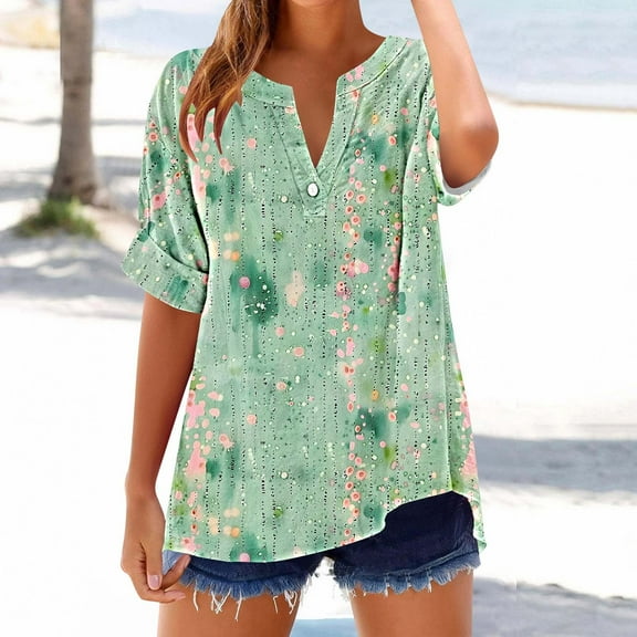 Pohista Casual Tops for Women Summer Summer Shirts for Women 2025 Lightweight Tops & Blouses Petite Womens Short Sleeve Blouses Dressy new arrivals