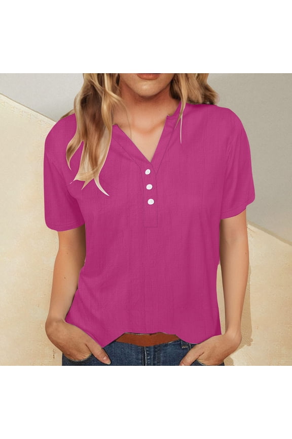 Casual Tops for Women Womens T Shirts Cotton Blouses for Women Summer Short Sleeve Tops for Women Button down my recent orders