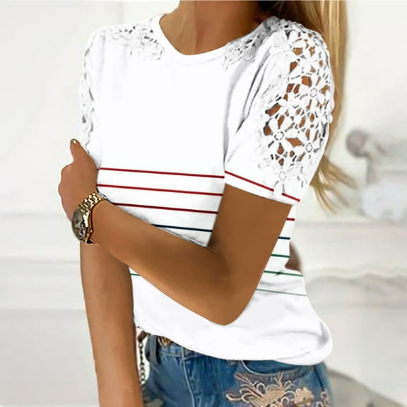 Pohista Cotton Tops for Women Casual Summer Womens Oversized Tee Shirts Cropped Dressy Blouses for Women Plus Short Sleeve Tops for Women Loose Fit