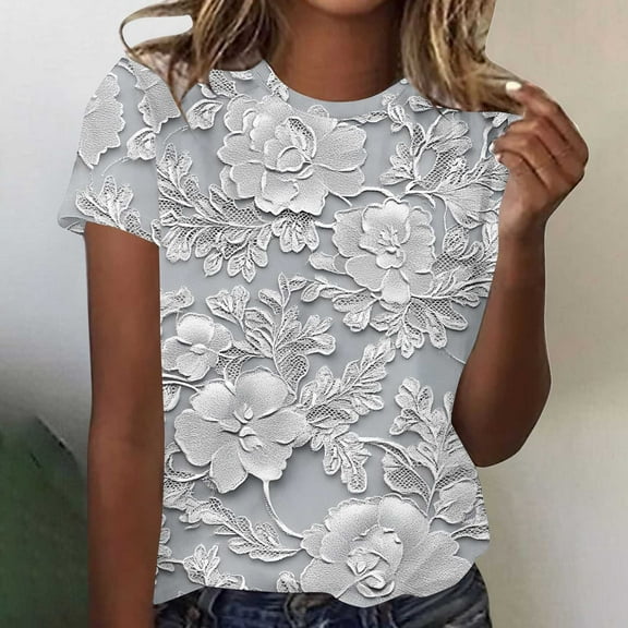 Pohista Tops for Women Loose Fit Shirts Trendy Graphic Tee Blouses Tops Casual Short Sleeve my items in cart