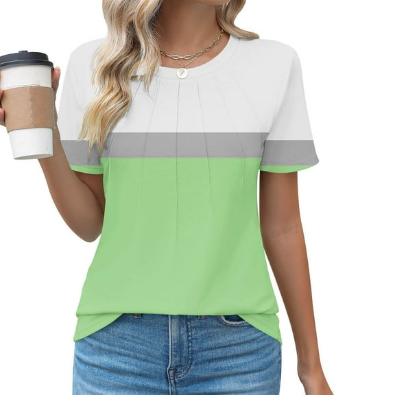 Cotton Tops for Women Trendy Tshirts Shirts for Women V Neck Womens Summer Blouses Dressy Casual Womens Summer Tops Short Sleeve Round Neck