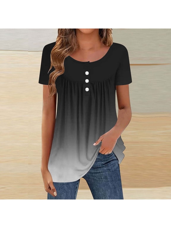 Cute Summer Tops for Women Plus Size Shirts for Women Trendy Cotton Women Blouses Cotton Womens Summer Tops Short Sleeve Trendy 2025 reorders from my past orders