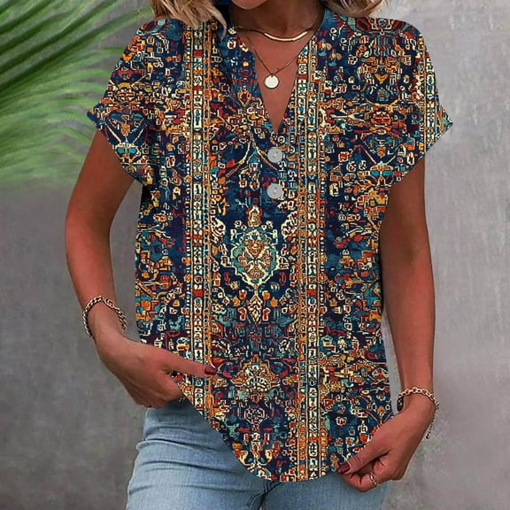 Pohista Cute Summer Tops Women Shirts Casual Plus Size Blouses for Women Cotton Womens Short Sleeve Tops order again