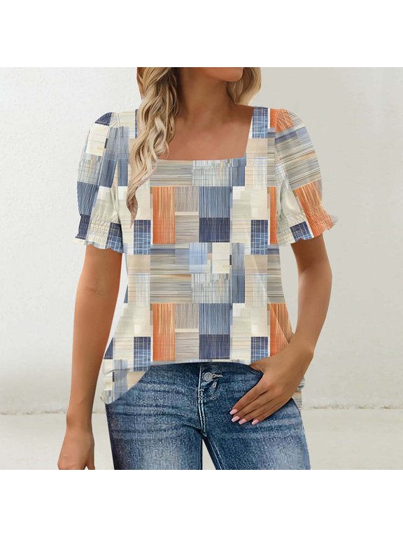 Cute Summer Tops Womens Shirts Cotton Blouses for Women Casual Dressy Short Sleeve Tunic Tops for Women Loose Fit my orders