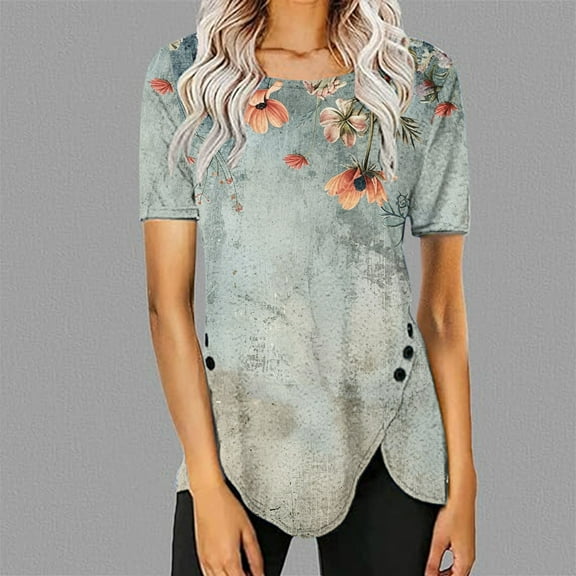 Pohista Cute Summer Tops for Women Linen Womens Tshirts Cotton Loose Fit Womens Blouses Casual Womens Short Sleeve Blouses for Work my items saved