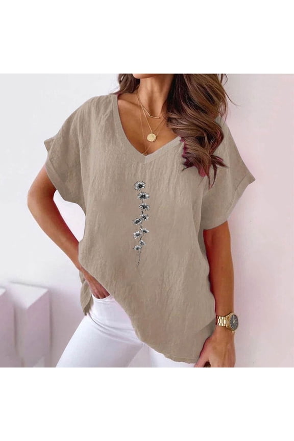 Cute Summer Tops for Women T Shirts for Women V Neck Womens Blouses for Work Professional Womens Short Sleeve Tops Cotton my items ordered