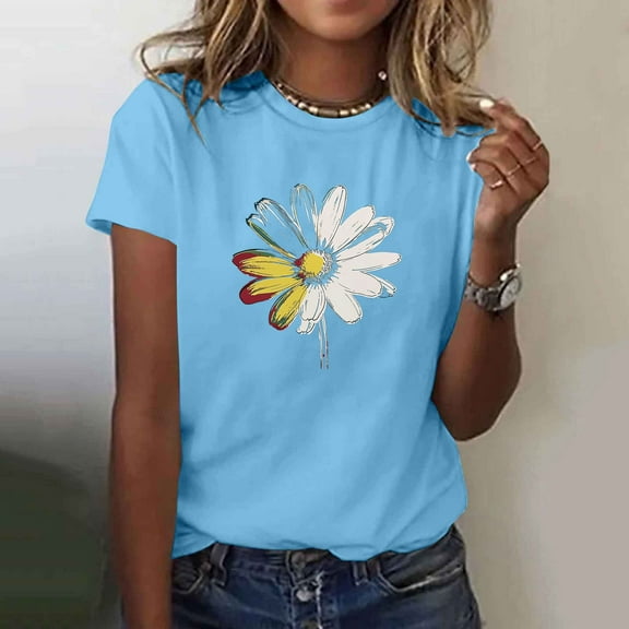 Pohista Spring Tops for Women Trendy Cotton Tshirts for Women Plus Size Ladies Tops and Blouses Summer Short Sleeve Blouses for Women Dressy Casual