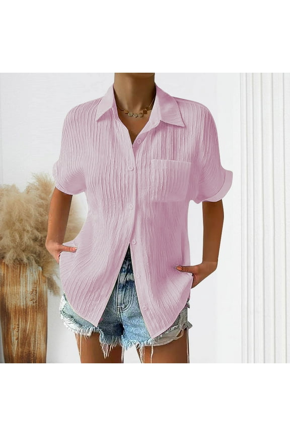 Spring Tops for Women 2025 Womens Shirts Plus Size Women's Blouses Dressy Women's Short Sleeve Tops for Work reorder items