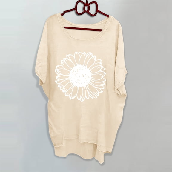 Spring Tops for Women Women's T-Shirts Loose Fit Blouses for Women Short Sleeve Blouses for Work