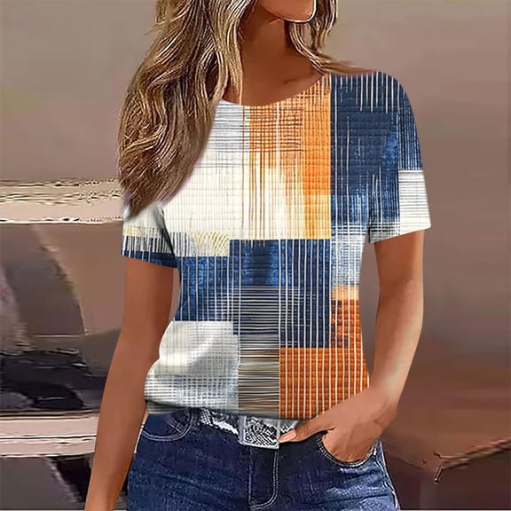 Pohista Summer Tops for Women 2026 Work Workout Shirts Women Plus Size Cotton Blouses for Women Boho Short Sleeve Shirts for Women Casual