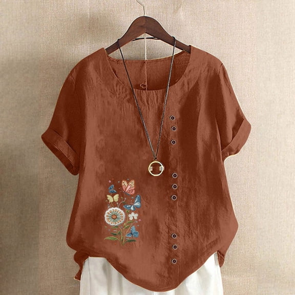 Pohista Summer Tops for Women 2025 Womens Shirts Dressy Casual Lightweight Tops & Blouses Plus Size Womens Short Sleeve Tops Casual my items ordered