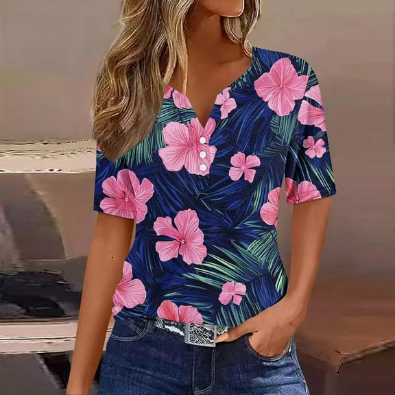 Pohista Summer Tops for Women Work Womens Tshirts Cotton Loose Fit Womens Summer Blouses Dressy Ribbed Short Sleeve Tops for Women Long