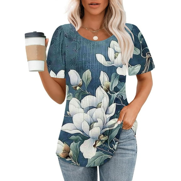 Pohista Trendy Tops for Women 2025 Work Womens Shirts Summer Blouses for Women Dressy Casual Boho Short Sleeve Tops for Women Short Length reorders