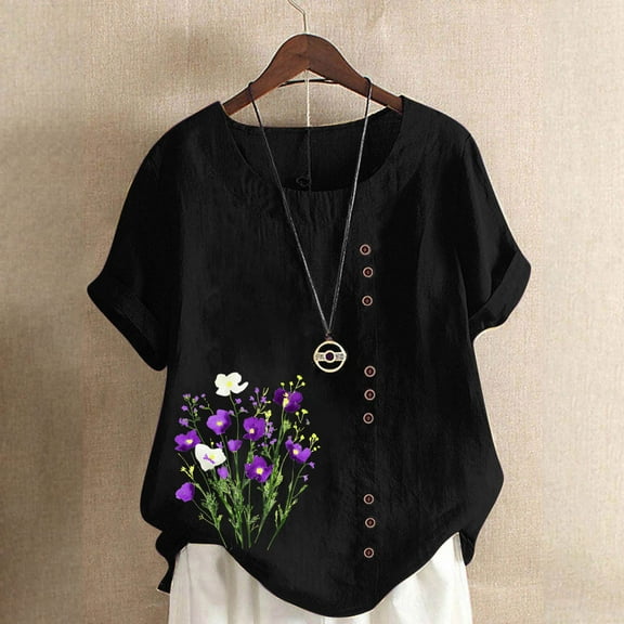 Pohista Women Summer Tops Workout Shirts Women Cotton Blouses for Women Women Short Sleeve Tops my recent orders