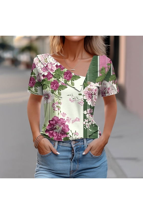 Women Summer Tops with Sleeves Summer Shirts for Women 2025 Trendy Lightweight Tops & Blouses Petite Short Sleeve Shirts for Women Basic orders