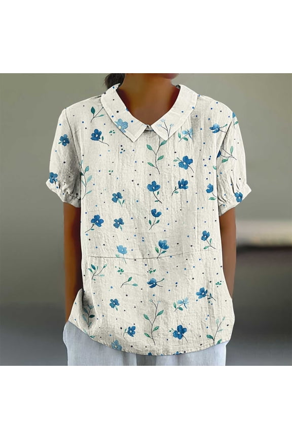 Women Tops Summer Cotton Tshirts for Women Fitted Womens Blouses Summer Short Sleeve Tops for Women Work