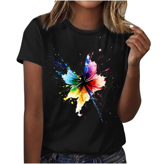 Pohista Women Tops Summer Womens Graphic T Shirts V Neck Summer Blouses for Women Short Sleeve Tunic Tops for Women Loose Fit Dressy my items saved for later