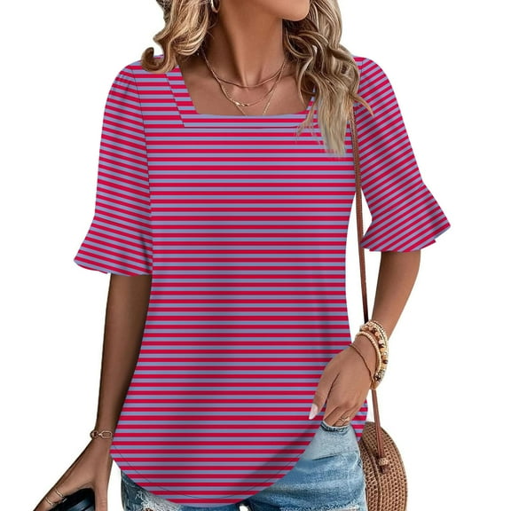 Pohista Women Tops Trendy Summer Shirts for Women 2025 Trendy Women's Blouses Plus Size Short Sleeve Tunic Tops for Women Small