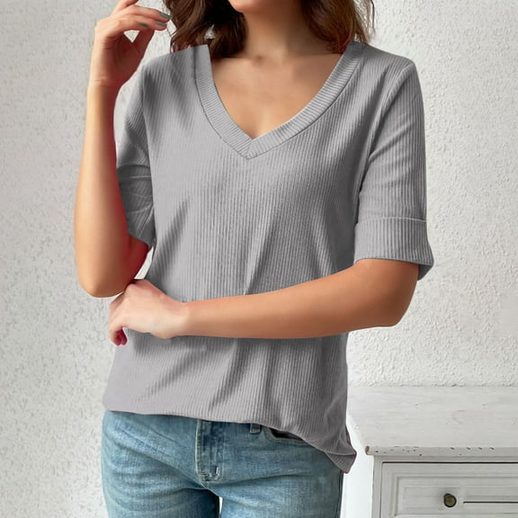 Pohista Women Tops Womens Oversized Tee Shirts Cotton Plus Size Blouses for Women Short Sleeve Blouses for Women Black