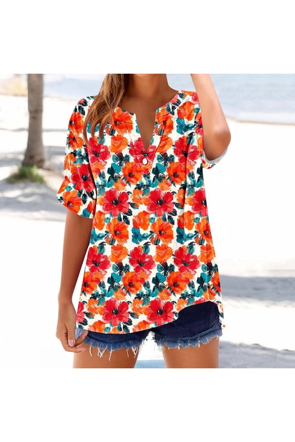 Women Tops Womens Shirts Casual Work Blouses for Women Summer Women Tops Short Sleeve