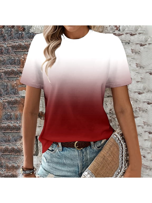 Women Tops for Work Workout Shirts Women Oversized Womens Summer Blouses Dressy Casual Short Sleeve Blouses for Women